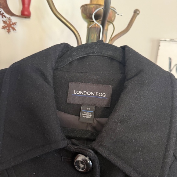 London Fog Black Wool Lined Long Coat - Picture 6 of 6
